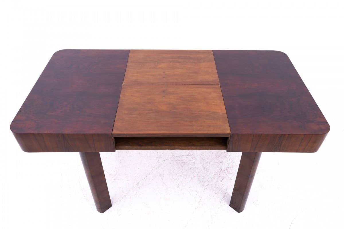 Dining Table Art Deco, brown walnut, by J. Halabala, Poland, 1930s - 326144