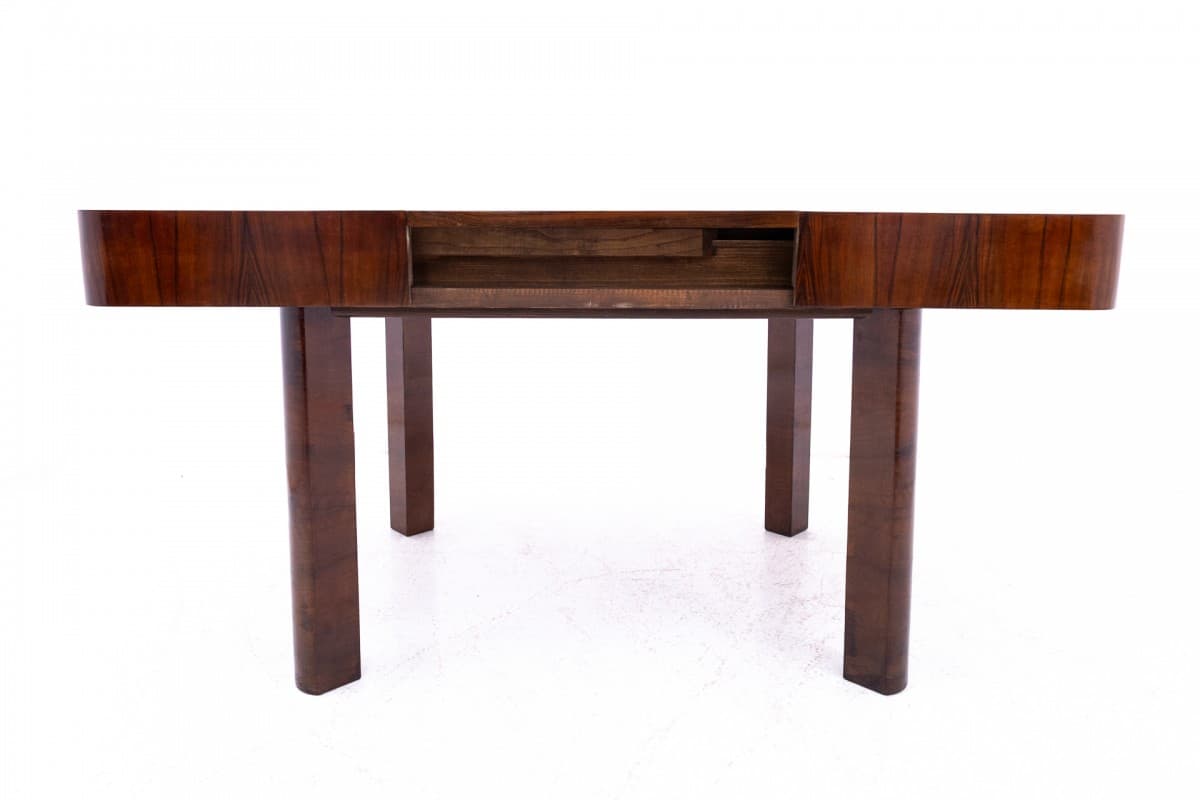 Dining Table Art Deco, brown walnut, by J. Halabala, Poland, 1930s - 326142
