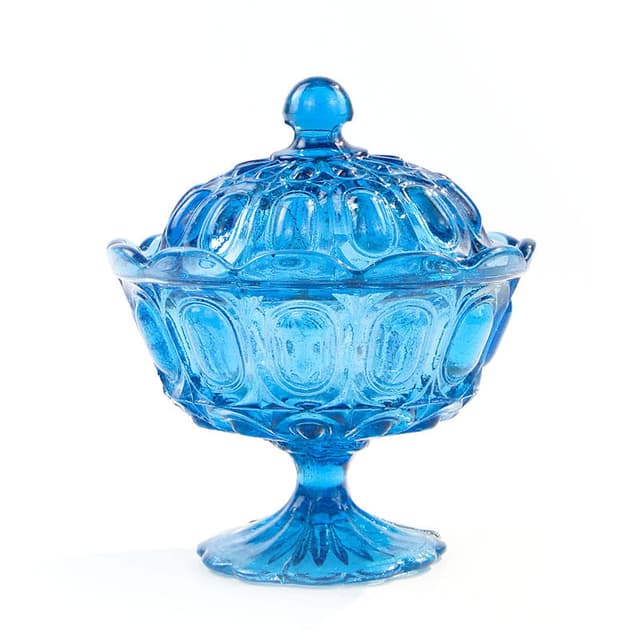 Bonbonniere, blue glass, Ząbkowice, Poland, early 20th c. - DIMENSION