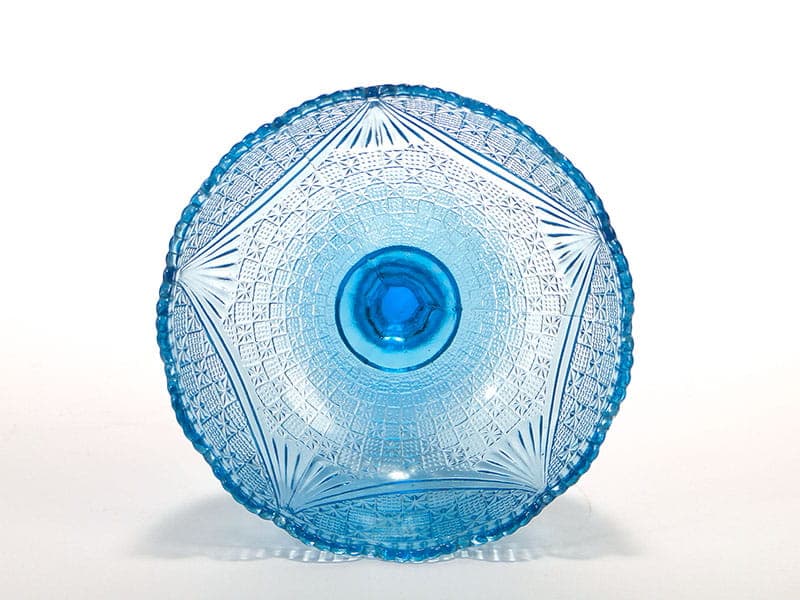 Fruit Bowl, turquoise glass, Ząbkowice, Poland, 1970s. - 326171