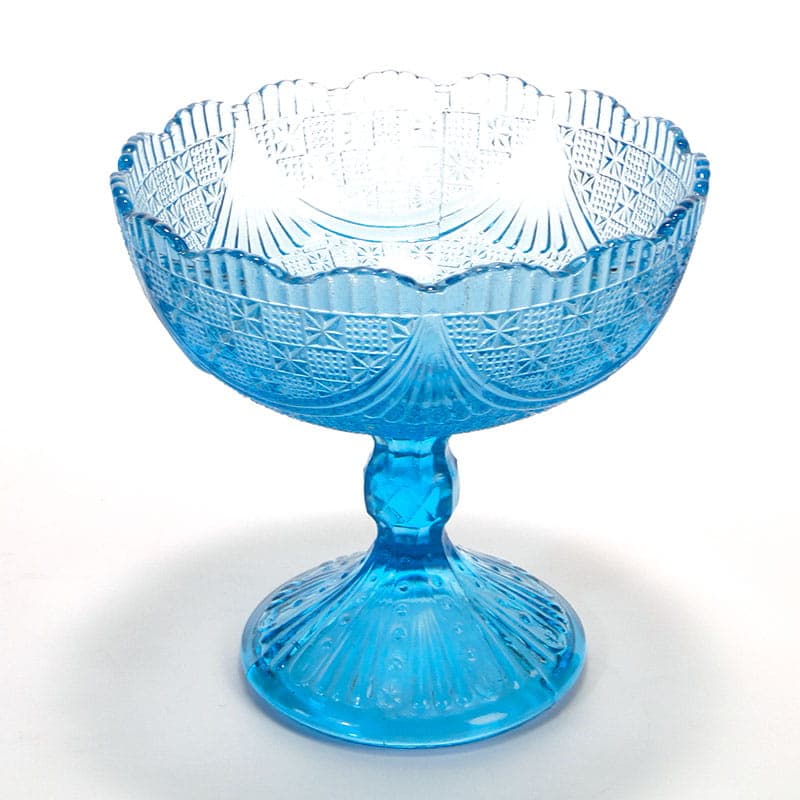 Fruit Bowl, turquoise glass, Ząbkowice, Poland, 1970s. - 326172