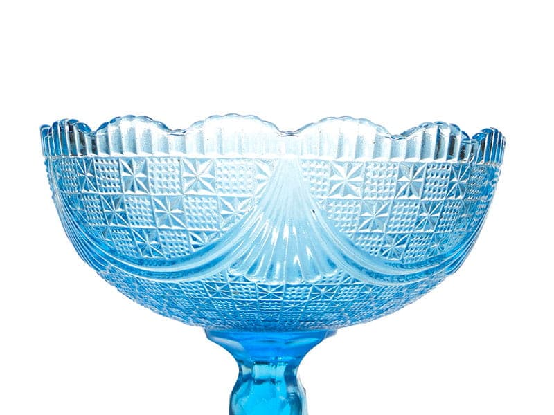 Fruit Bowl, turquoise glass, Ząbkowice, Poland, 1970s. - 326174