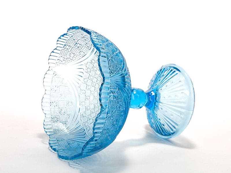Fruit Bowl, turquoise glass, Ząbkowice, Poland, 1970s. - 326175