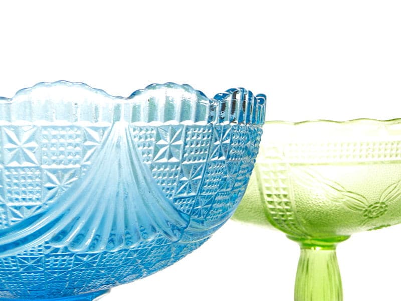 Fruit Bowl, turquoise glass, Ząbkowice, Poland, 1970s. - 326176