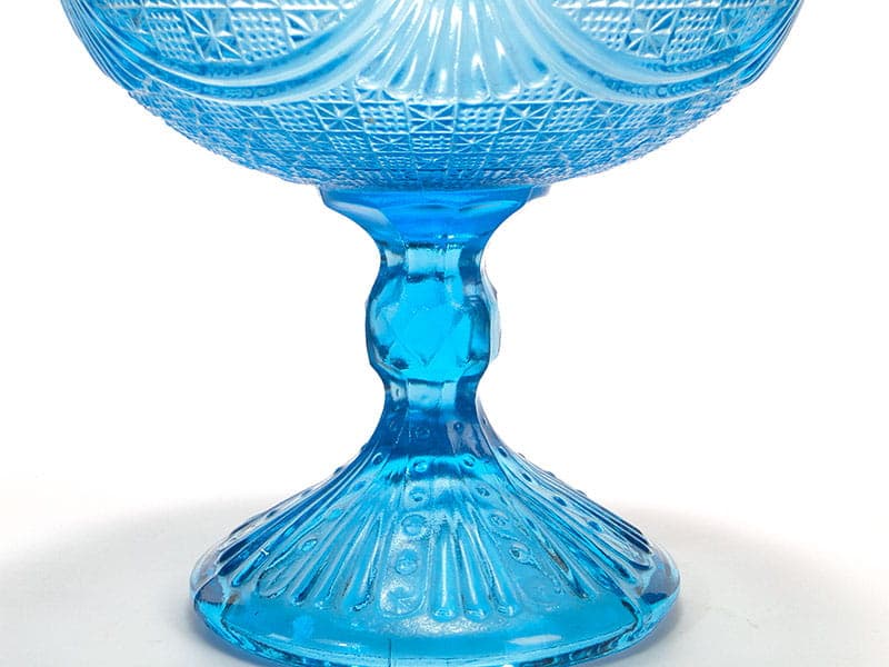 Fruit Bowl, turquoise glass, Ząbkowice, Poland, 1970s. - 326173