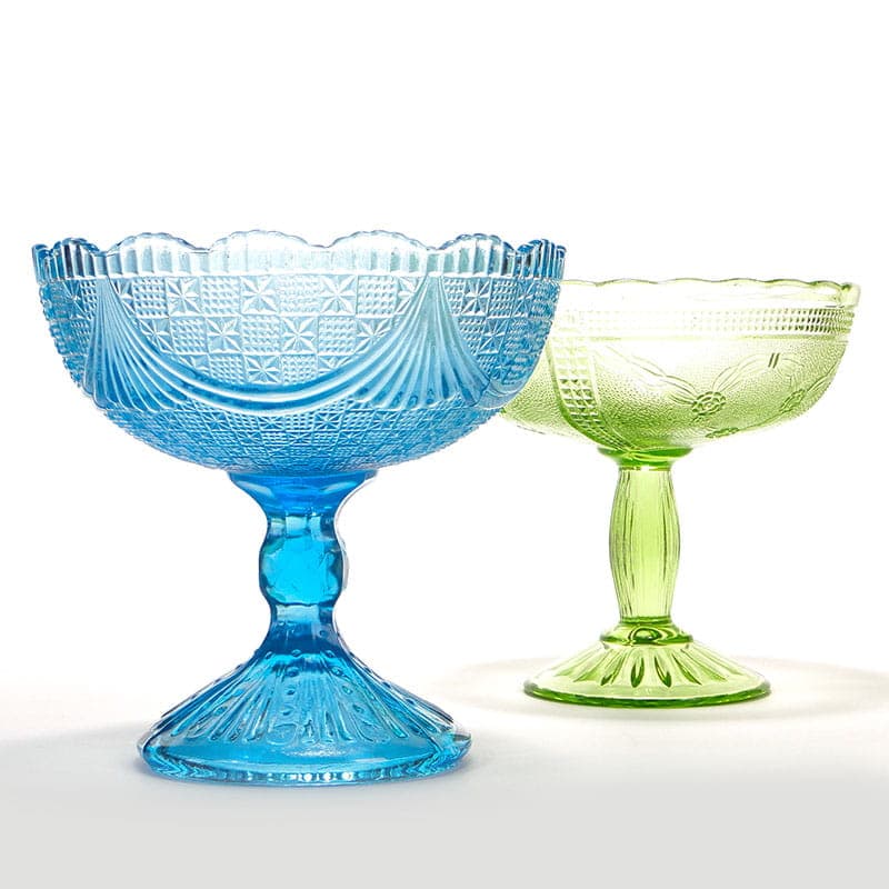 Fruit Bowl, turquoise glass, Ząbkowice, Poland, 1970s. - 326177