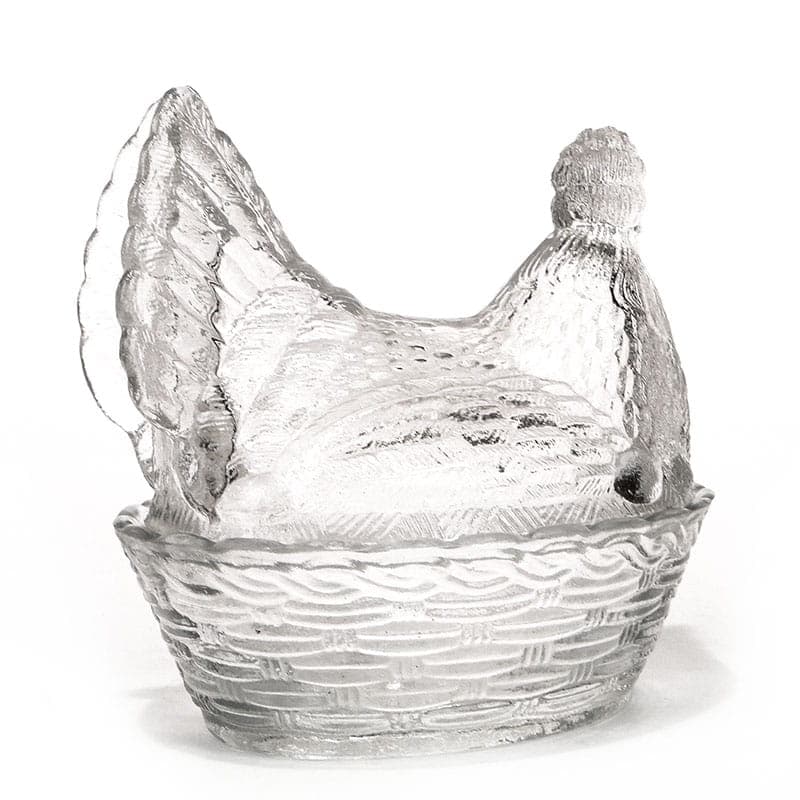 Bonbonniere Hen, transparent soda-lime glass, Ząbkowice, Poland, 1970s. - 326179