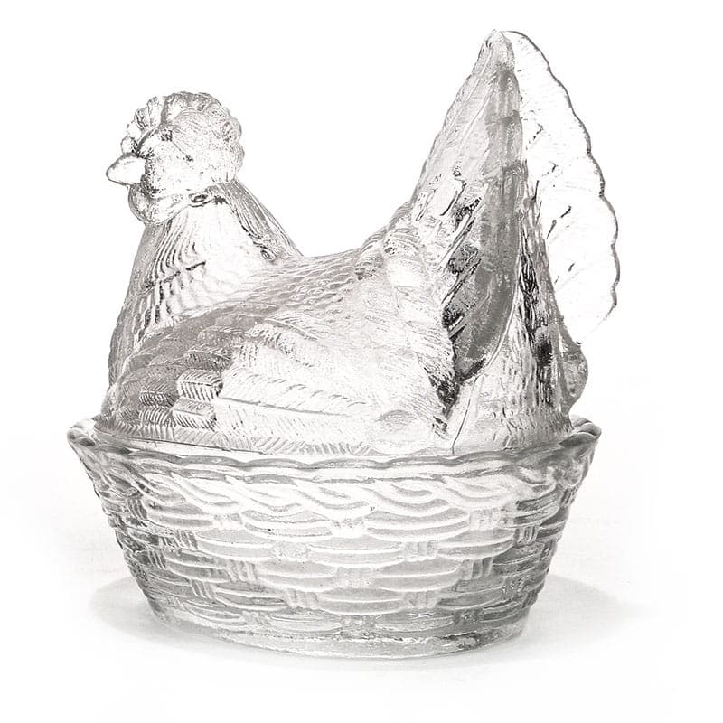 Bonbonniere Hen, transparent soda-lime glass, Ząbkowice, Poland, 1970s. - 326180