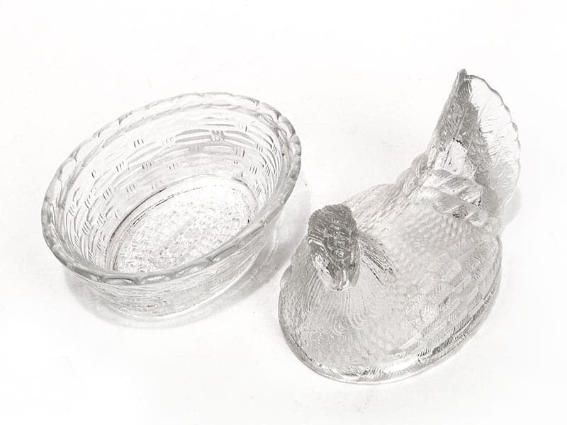 Bonbonniere Hen, transparent soda-lime glass, Ząbkowice, Poland, 1970s. - 326186