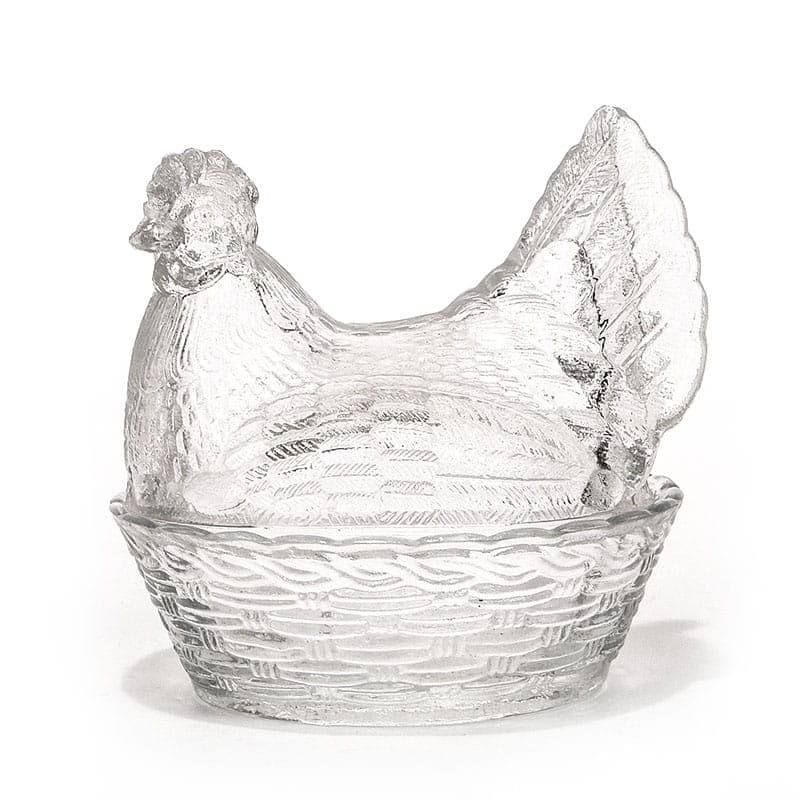 Bonbonniere Hen, transparent soda-lime glass, Ząbkowice, Poland, 1970s.