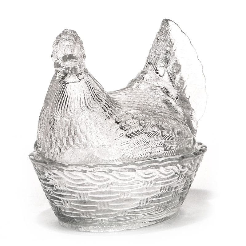 Bonbonniere Hen, transparent soda-lime glass, Ząbkowice, Poland, 1970s. - 326181