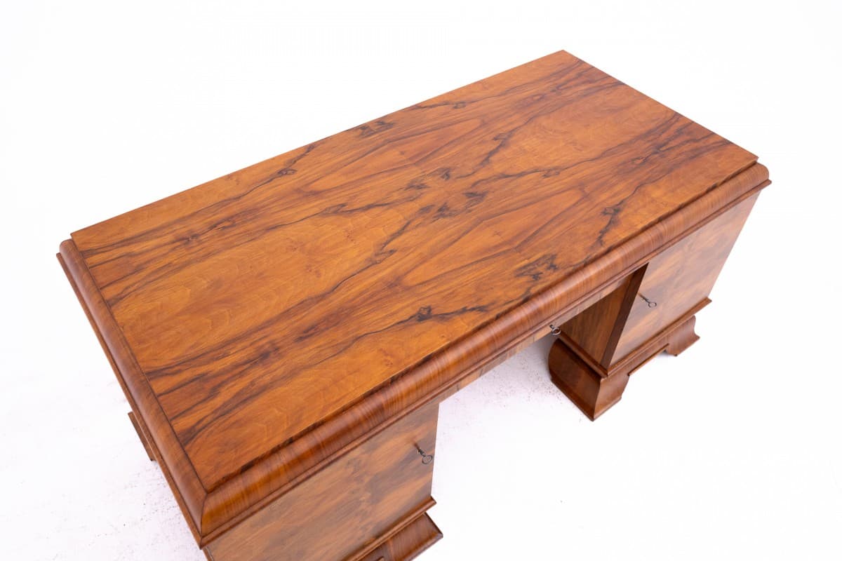 Office Set Art Deco, walnut, glass, Poland, 1930s - 326193