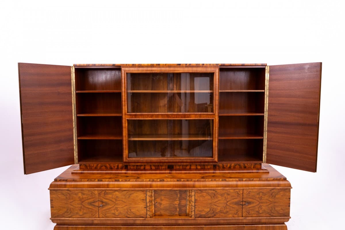 Office Set Art Deco, walnut, glass, Poland, 1930s - 326196