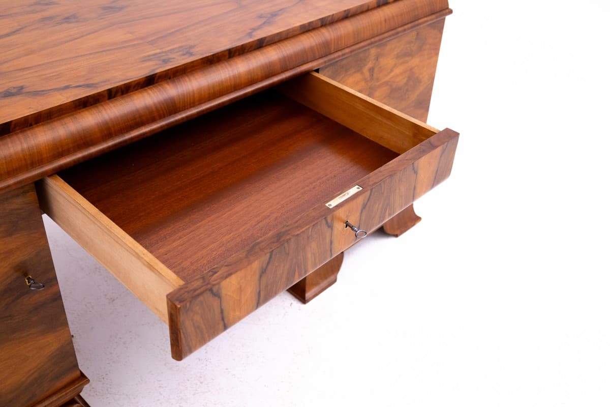 Office Set Art Deco, walnut, glass, Poland, 1930s - 326189
