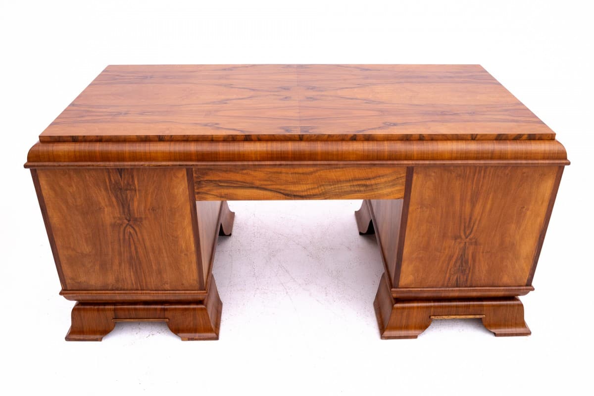 Office Set Art Deco, walnut, glass, Poland, 1930s - 326194