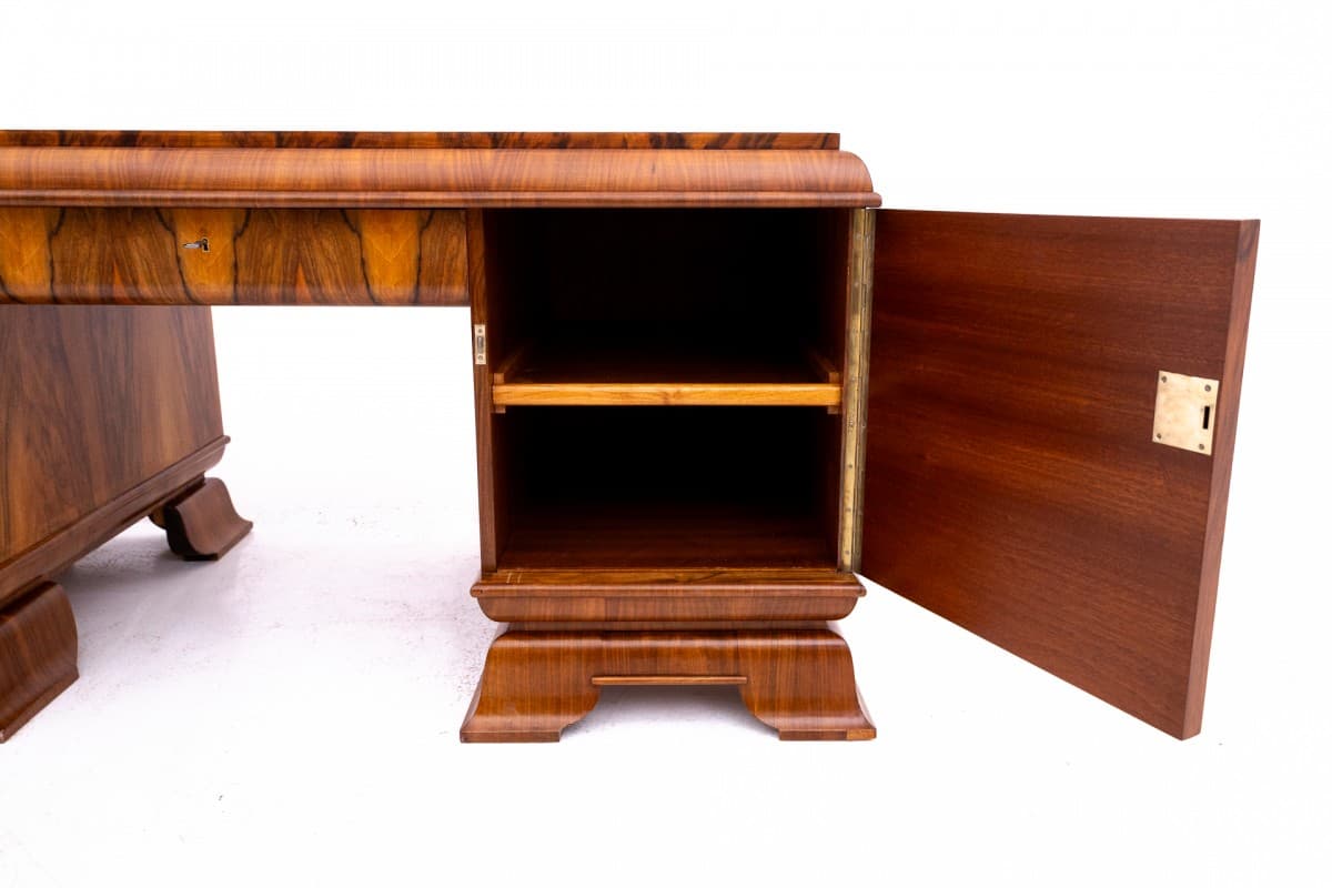 Office Set Art Deco, walnut, glass, Poland, 1930s - 326190
