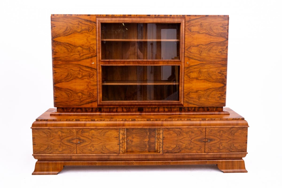 Office Set Art Deco, walnut, glass, Poland, 1930s - 326195