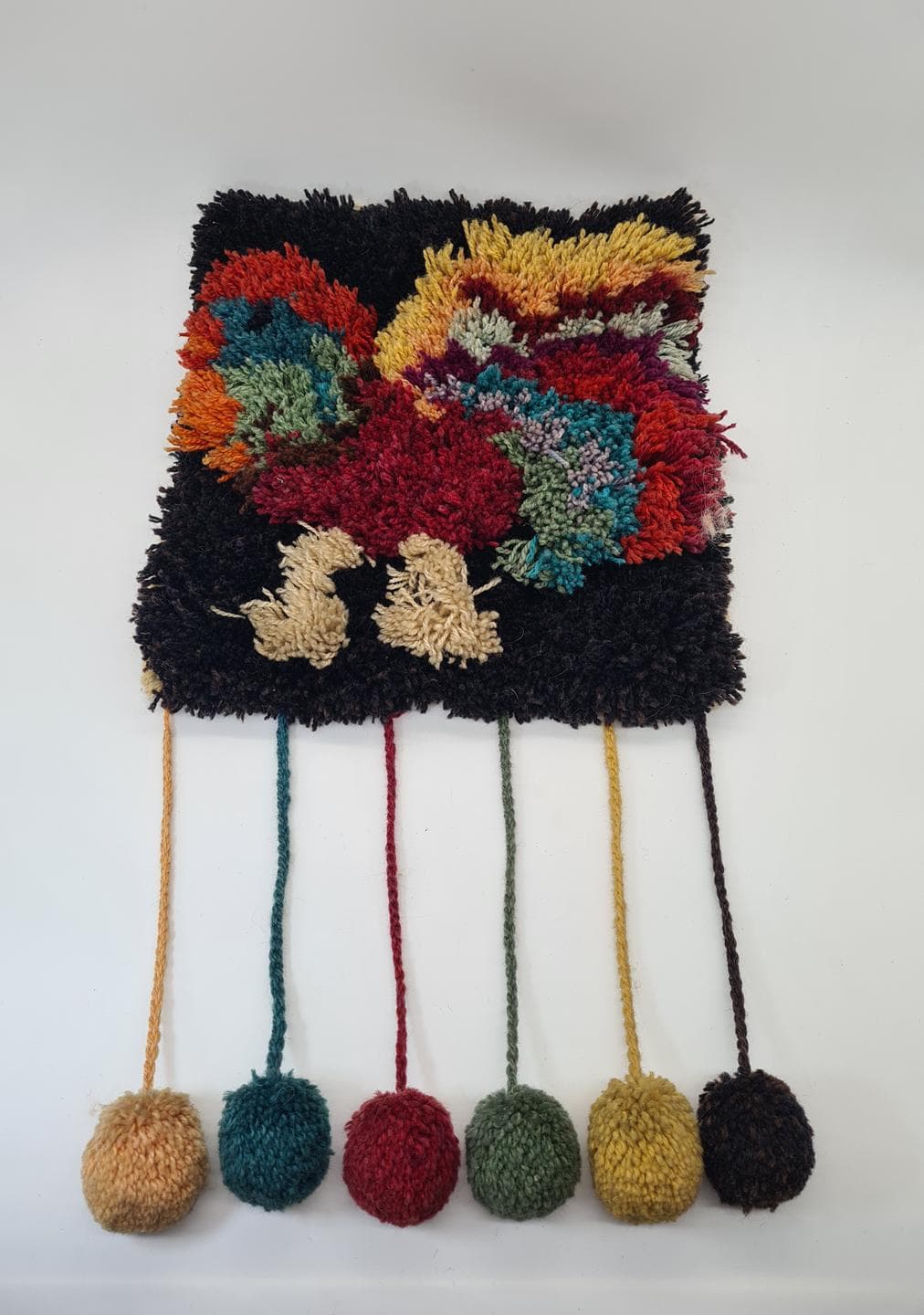 Rya Tapestry, black, wool, Scandinavia, 1970s - 326256