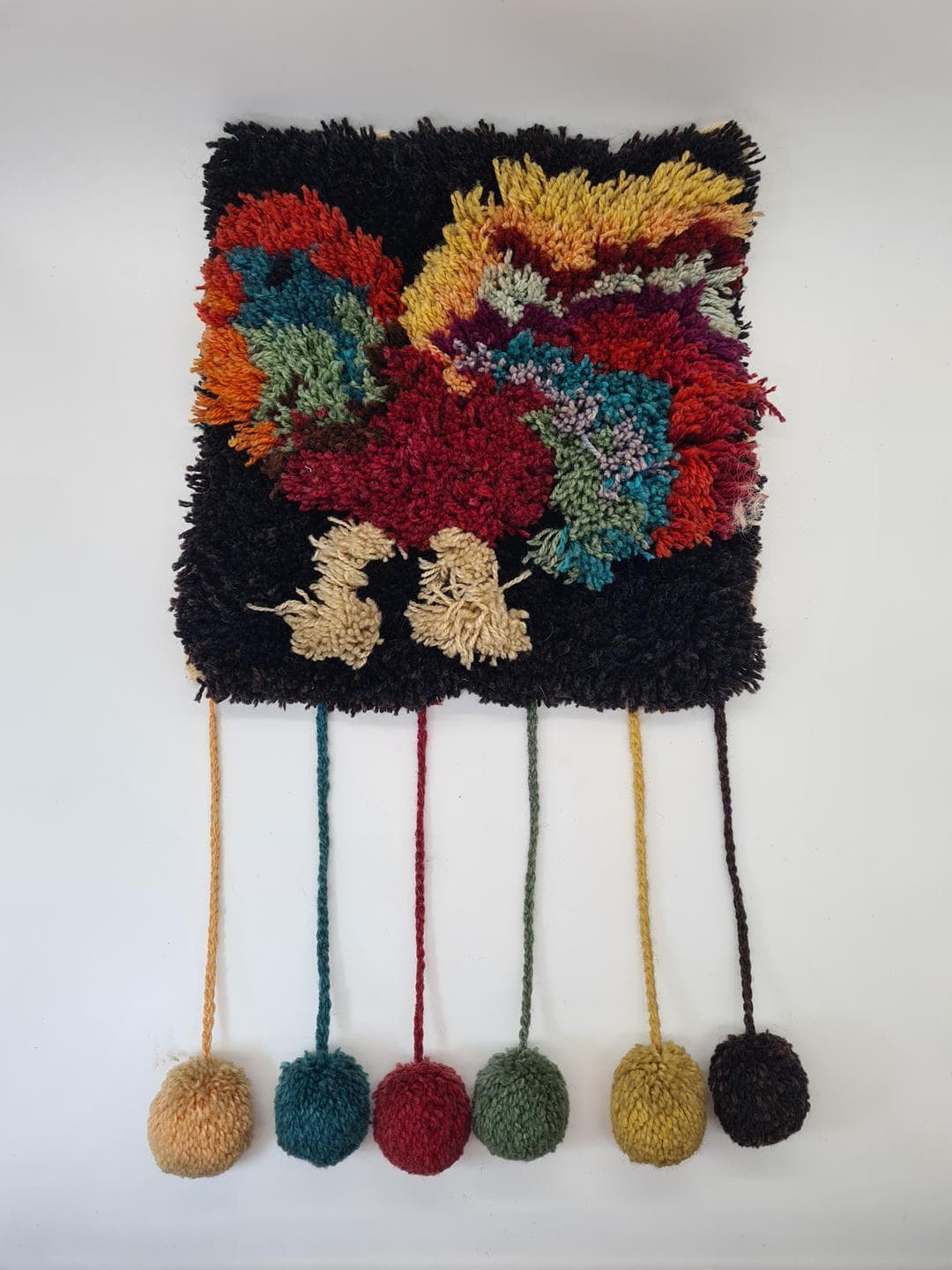 Rya Tapestry, black, wool, Scandinavia, 1970s - 326255