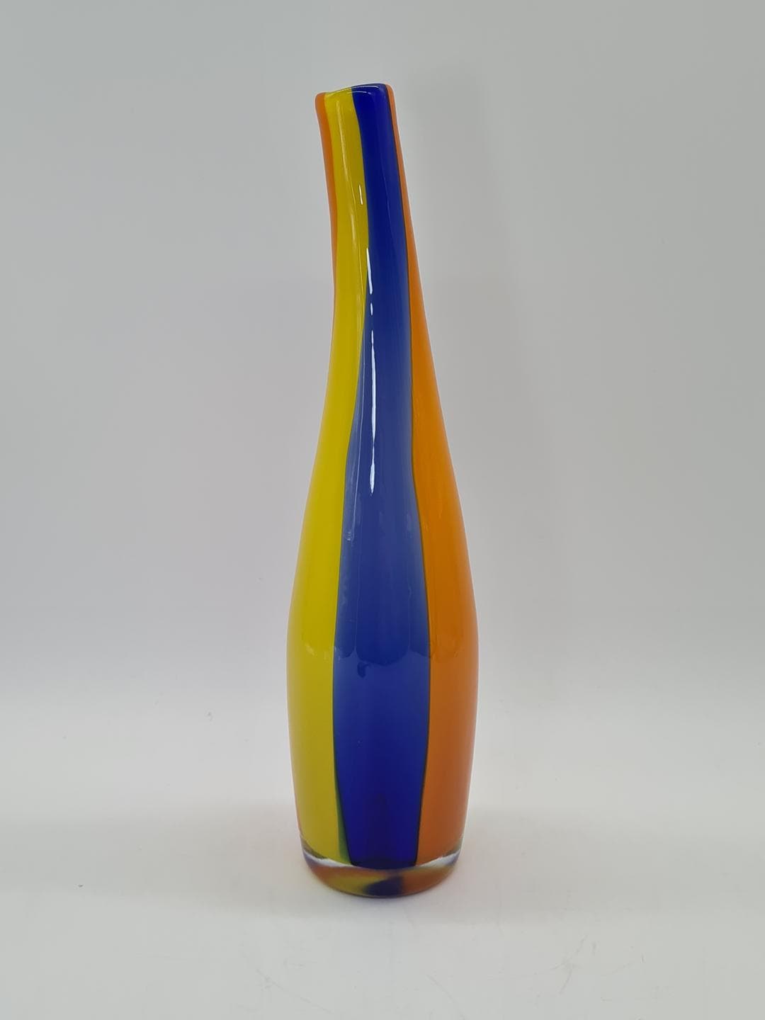 Vase Sommerso, blue yellow orange transparent, glass, Murano, Italy, 1980s. - 326300