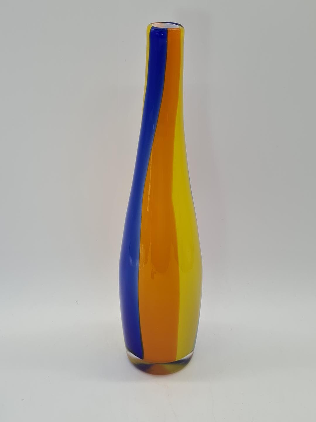 Vase Sommerso, blue yellow orange transparent, glass, Murano, Italy, 1980s. - 326302