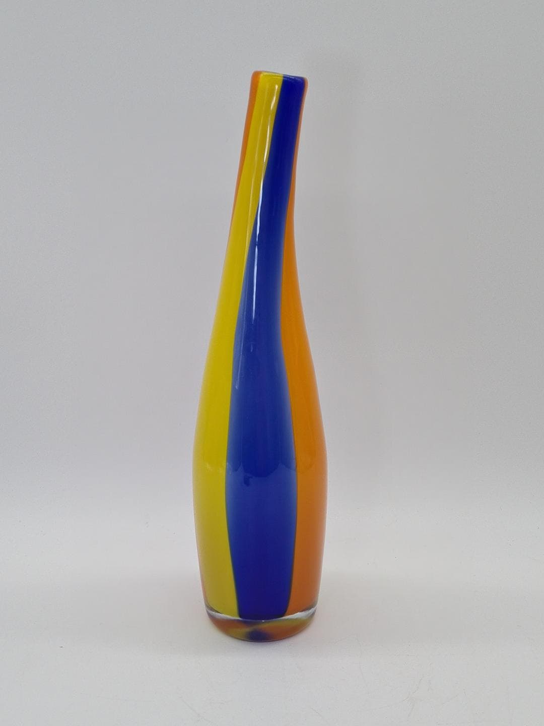 Vase Sommerso, blue yellow orange transparent, glass, Murano, Italy, 1980s. - 326304