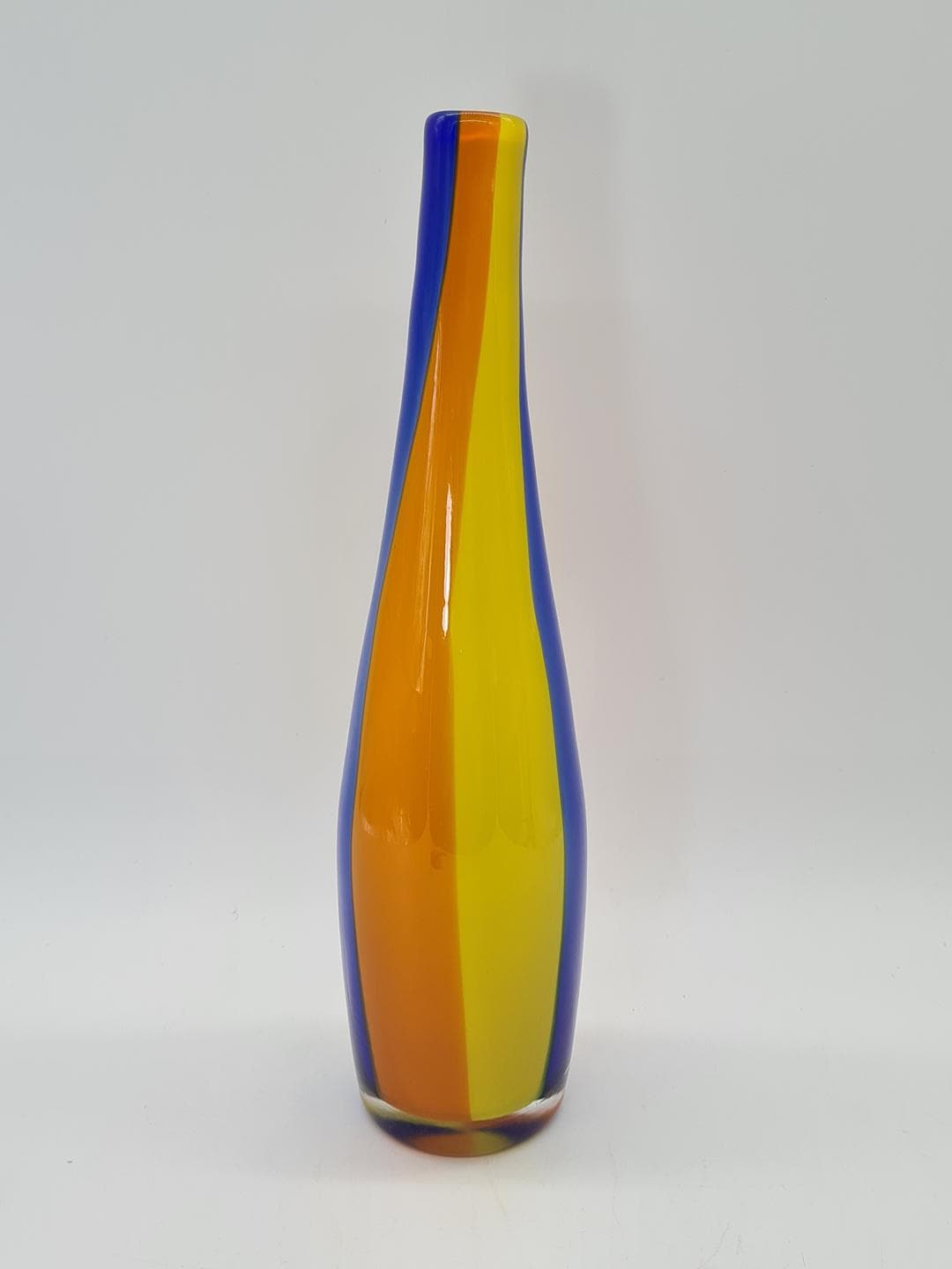 Vase Sommerso, blue yellow orange transparent, glass, Murano, Italy, 1980s. - 326301