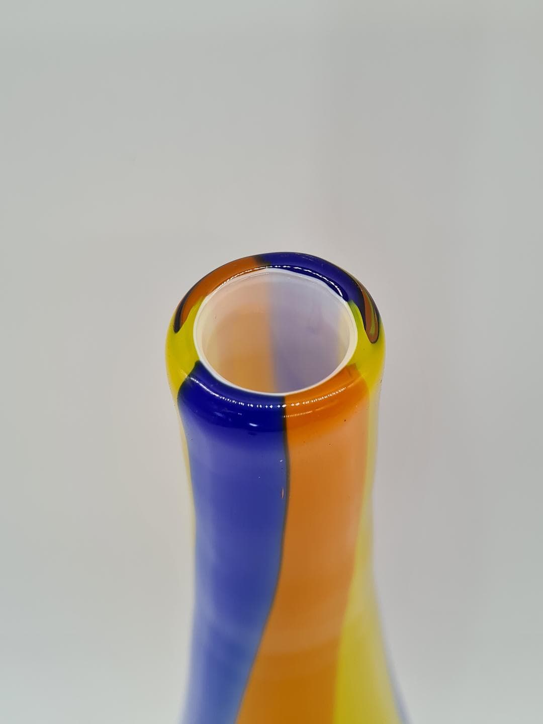 Vase Sommerso, blue yellow orange transparent, glass, Murano, Italy, 1980s. - 326303