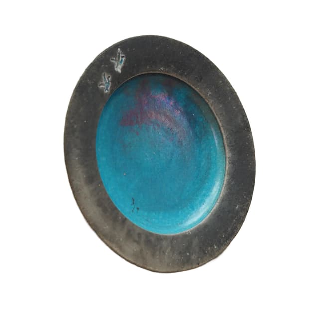 Platter, grey blue ceramics, Denmark, 1960s. - DIMENSION