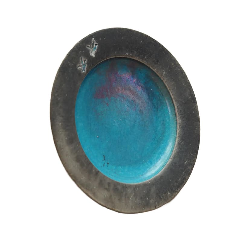 Platter, grey blue ceramics, Denmark, 1960s.