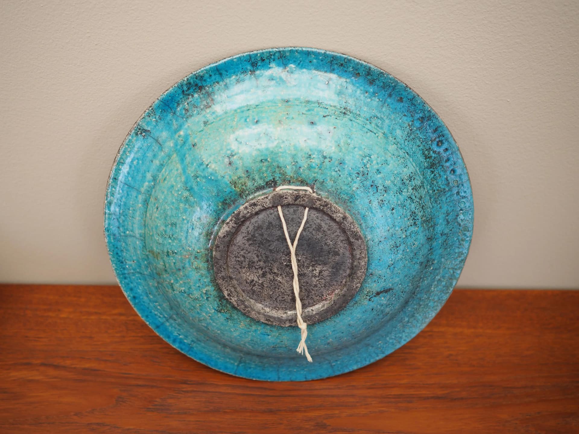 Platter, grey blue ceramics, Denmark, 1960s. - 24564