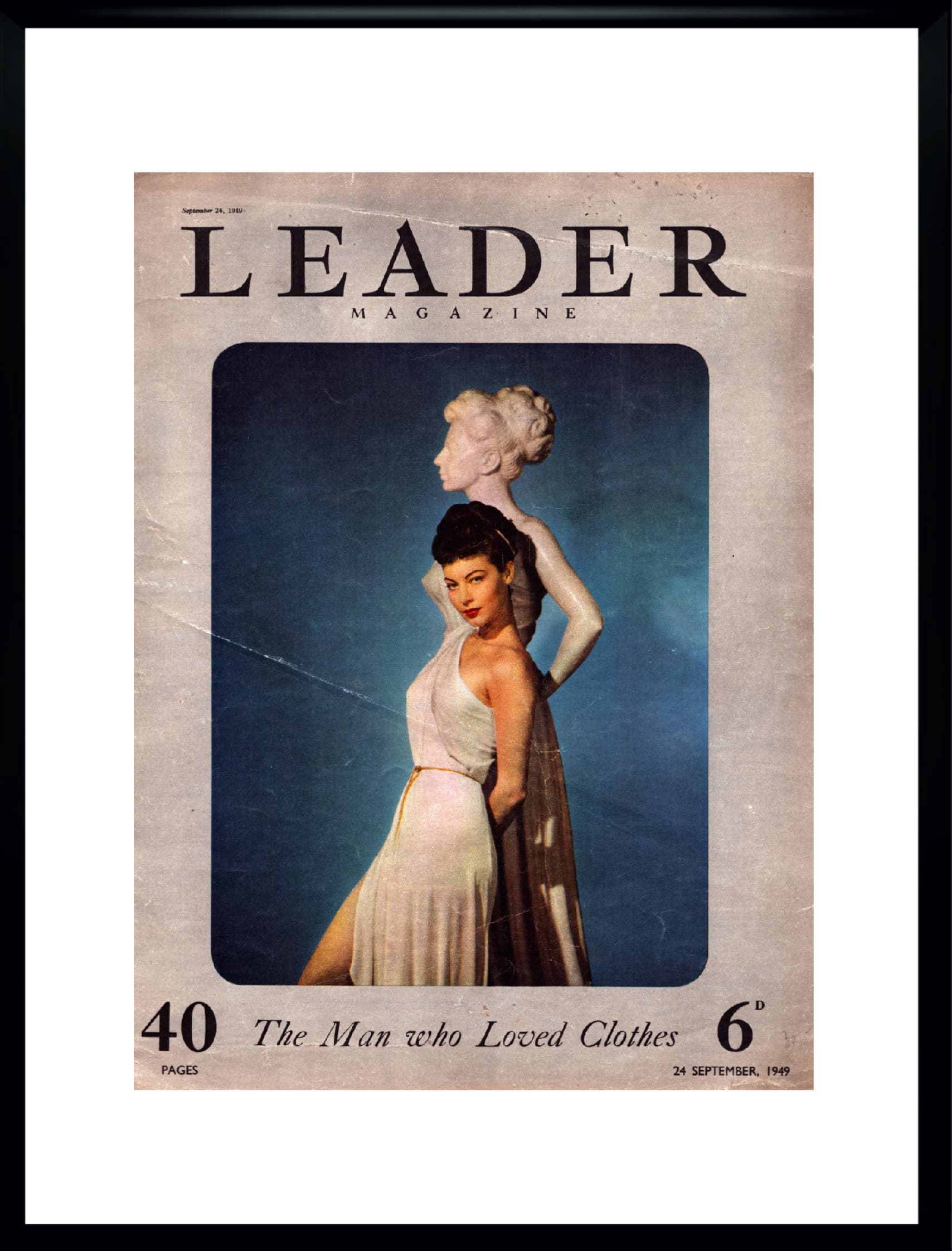 Plakat okładka magazynu Leader, 30x40 cm, papier, plexi czarna, Wielka Brytania, lata 40.