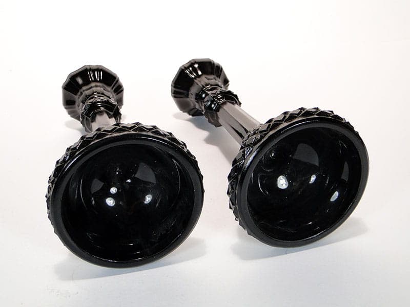 Pair of candlesticks, black glass, Ząbkowice, Poland, 1960s - 326326