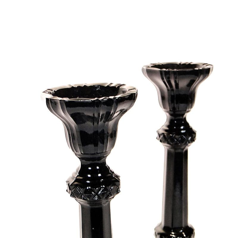 Pair of candlesticks, black glass, Ząbkowice, Poland, 1960s - 326328