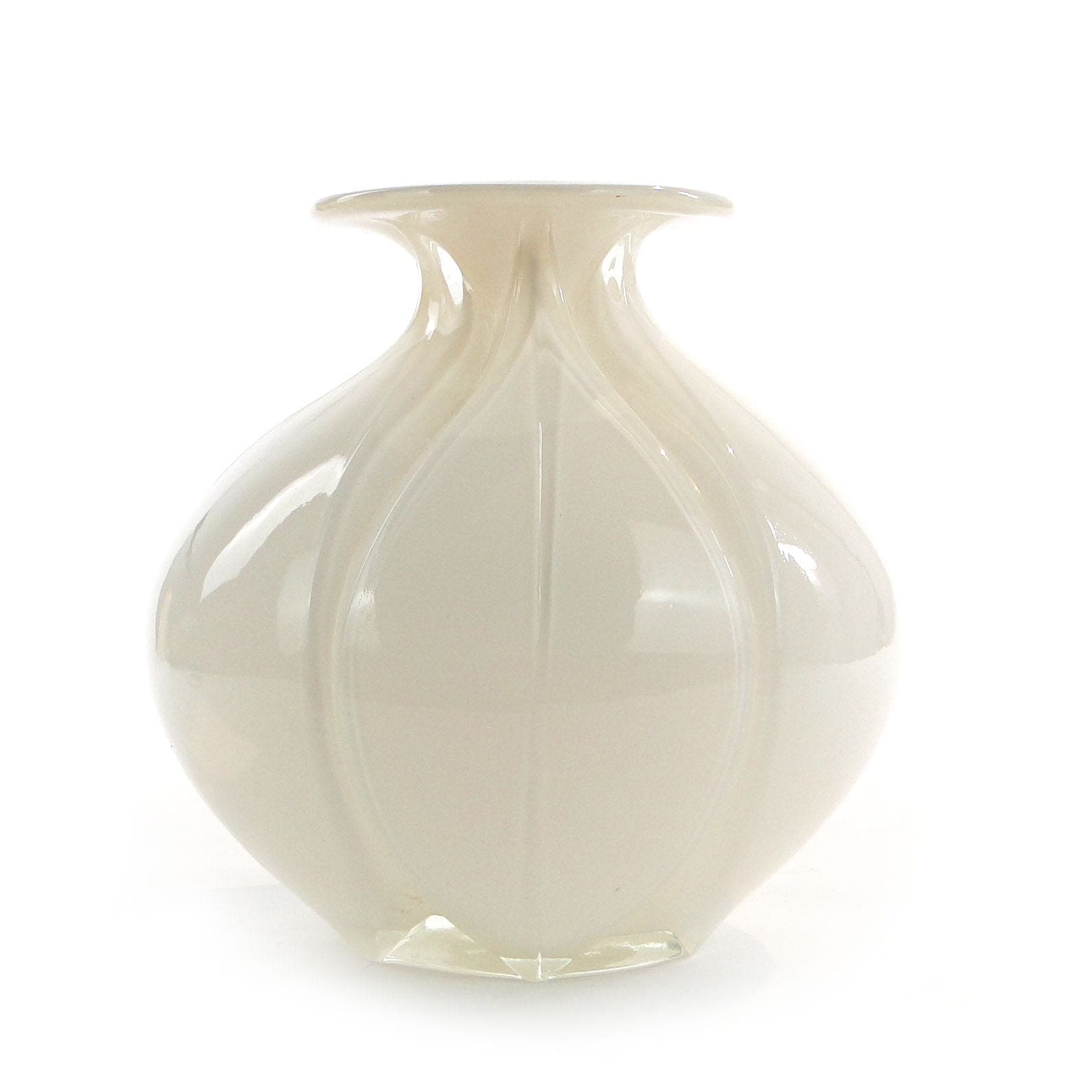 Vase Czosnek, white transparent soda-lime glass, by J. S. Drost, Ząbkowice, Poland, 1970s. - 326336