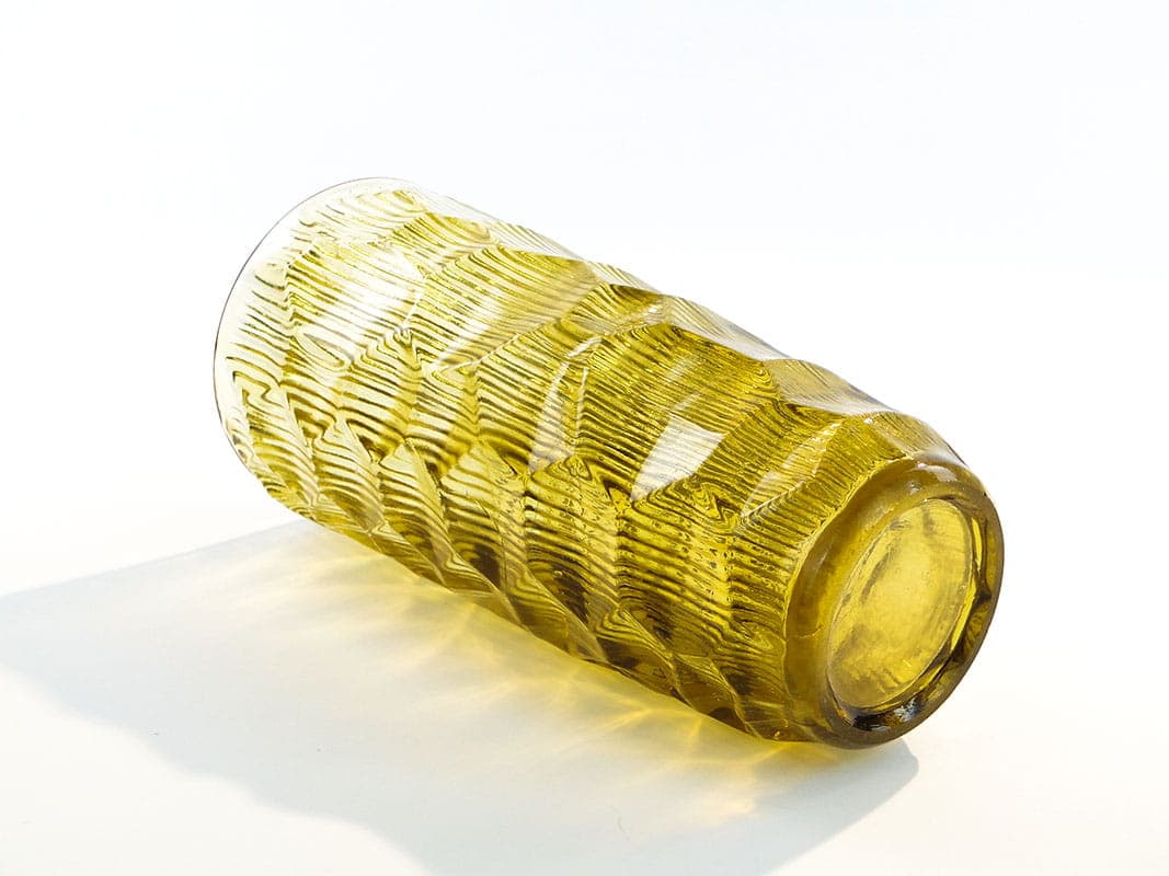 Vase Okulus, topaz yellow soda-lime glass, by J. S. Drost, Ząbkowice, Poland, 1960s - 326357