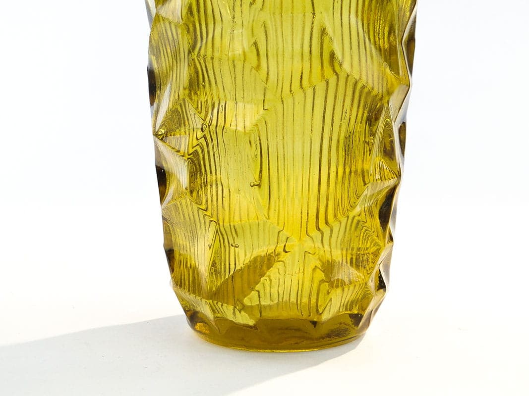 Vase Okulus, topaz yellow soda-lime glass, by J. S. Drost, Ząbkowice, Poland, 1960s - 326355