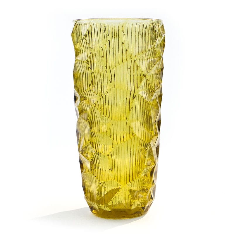 Vase Okulus, topaz yellow soda-lime glass, by J. S. Drost, Ząbkowice, Poland, 1960s