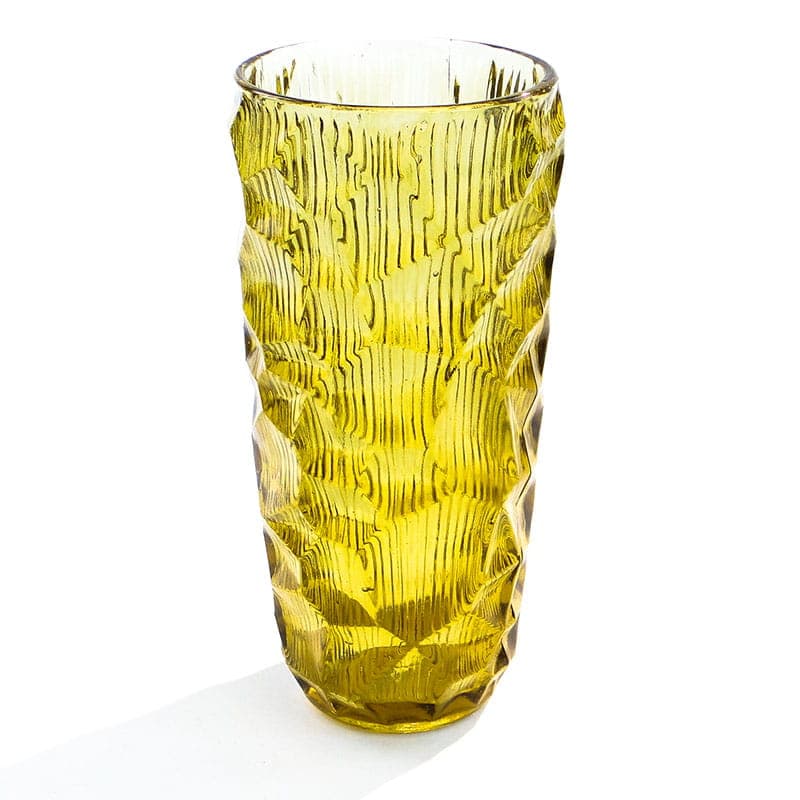 Vase Okulus, topaz yellow soda-lime glass, by J. S. Drost, Ząbkowice, Poland, 1960s - 326354