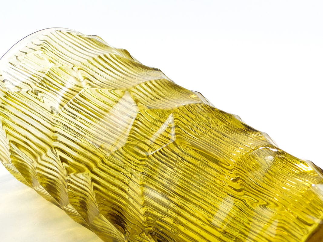 Vase Okulus, topaz yellow soda-lime glass, by J. S. Drost, Ząbkowice, Poland, 1960s - 326356