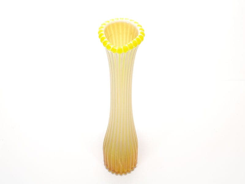 Vase Trumpet, yellow transparent soda-lime glass, by J. Drost, Ząbkowice, Poland, 1970s. - 326367