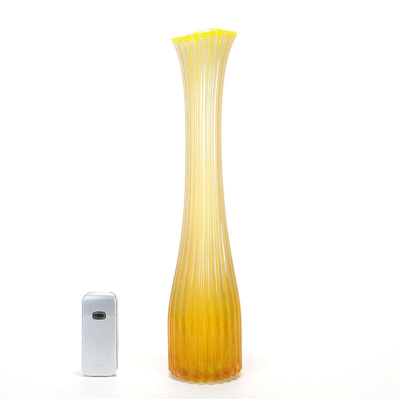 Vase Trumpet, yellow transparent soda-lime glass, by J. Drost, Ząbkowice, Poland, 1970s. - 326366