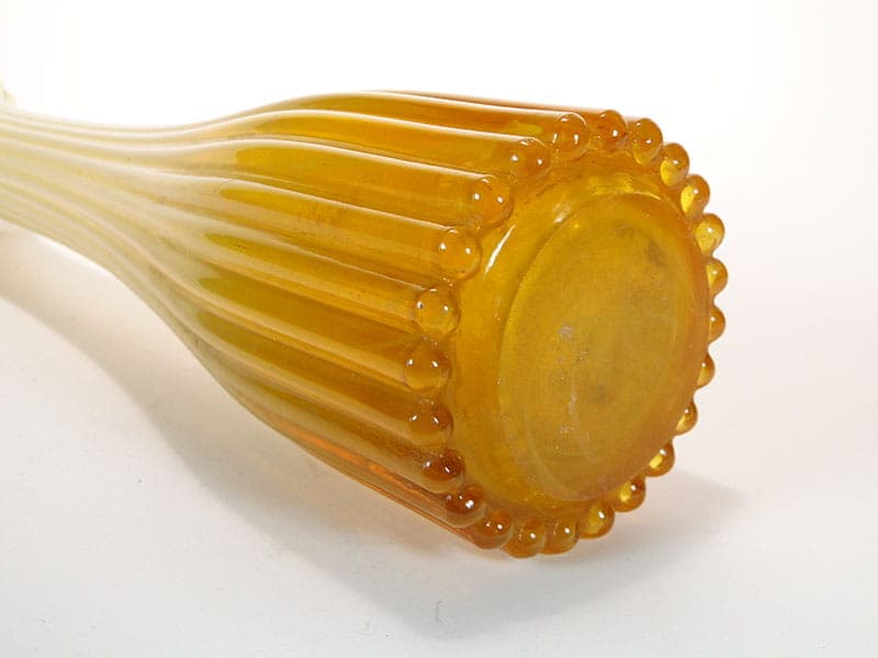 Vase Trumpet, yellow transparent soda-lime glass, by J. Drost, Ząbkowice, Poland, 1970s. - 326364