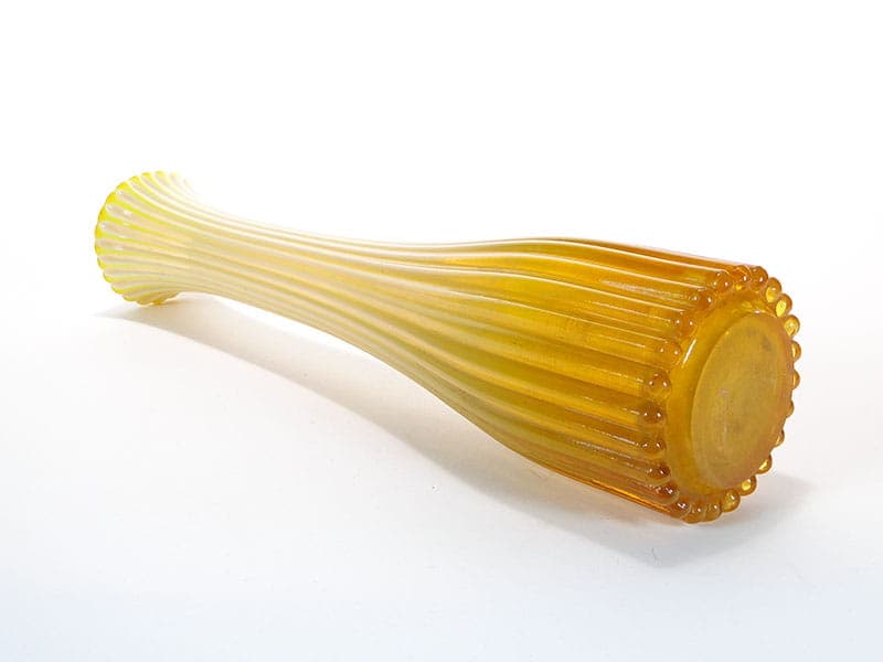 Vase Trumpet, yellow transparent soda-lime glass, by J. Drost, Ząbkowice, Poland, 1970s. - 326370
