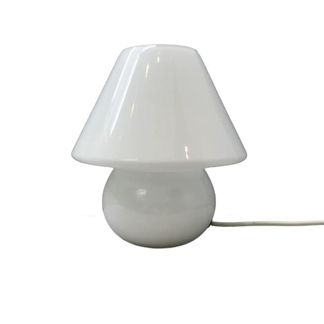Lampka nocna Mushroom, szkło białe, Niemcy, lata 90. - WYMIARY
