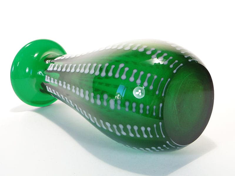 Vase Przecinki, green soda-lime glass, by J.S. Drost, Ząbkowice, Poland, 1970s. - 326371