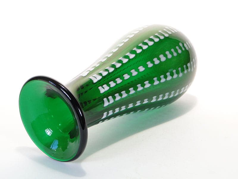 Vase Przecinki, green soda-lime glass, by J.S. Drost, Ząbkowice, Poland, 1970s. - 326377