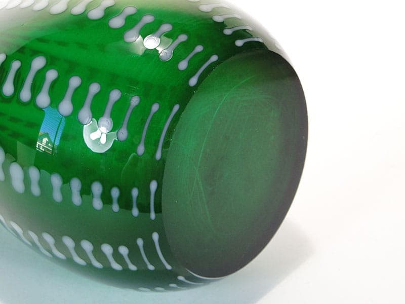 Vase Przecinki, green soda-lime glass, by J.S. Drost, Ząbkowice, Poland, 1970s. - 326372
