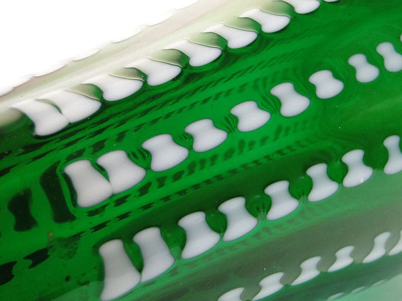 Vase Przecinki, green soda-lime glass, by J.S. Drost, Ząbkowice, Poland, 1970s. - 326379