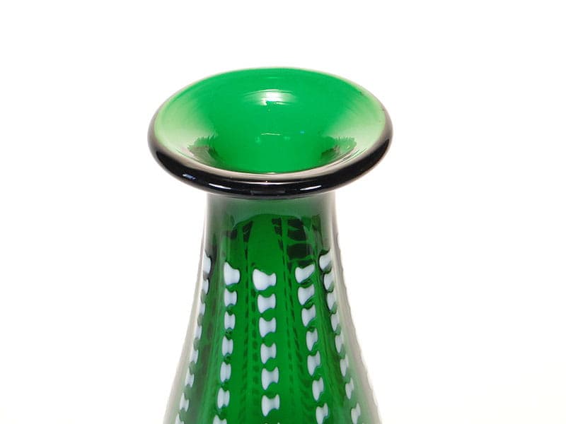 Vase Przecinki, green soda-lime glass, by J.S. Drost, Ząbkowice, Poland, 1970s. - 326374